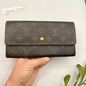 Louis Vuitton Long Sarah Large Monogram Canvas Wallet Vintage